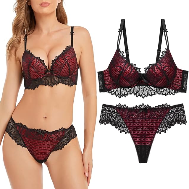Women's Sexy Bra Set -Ladies lace Underwire Push-up Bra&Everyday Bras
