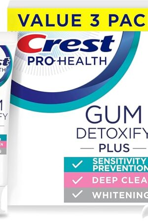 Crest Pro-Health Gum Detoxify Plus Toothpaste 45 oz Pack of 3 - Antibacterial Fluoride Toothpaste, Sensitivity Protection, Whitens Teeth, Anticavity, Plaque Control