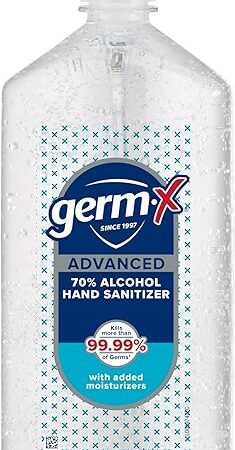 Germ-X Advanced Hand Sanitizer, Non-Drying Moisturizing Clear Gel, Instant and No Rinse Formula, Large Family Size Pump Bottle, Back to School Supplies, 34 Fl Oz (1 Liter)