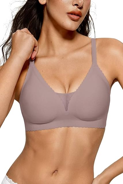 Womens Seamless Wireless Bras No Underwire Comfortable Deep V Mesh Bralettes Push Up Bras Full Coverage Everyday Bra