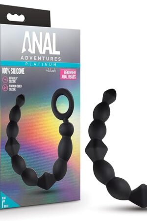 Blush Novelties Anal Adventures Platinum Silicone Butt Beads - 10 Balls Progress in Size - Easy Pull Loop for Safety and Comfort Long Term Wear - Perfect for Beginners - Easy Insertion - Sex Toy
