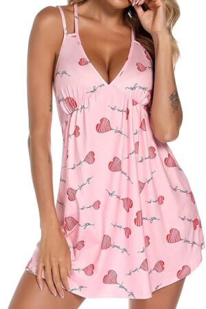 Women's Nightgown Sexy Babydoll Lingerie Dress V-neck Chemise Nightgown Full Slip Babydoll Sleepwear S-XXL