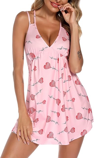 Women's Nightgown Sexy Babydoll Lingerie Dress V-neck Chemise Nightgown Full Slip Babydoll Sleepwear S-XXL