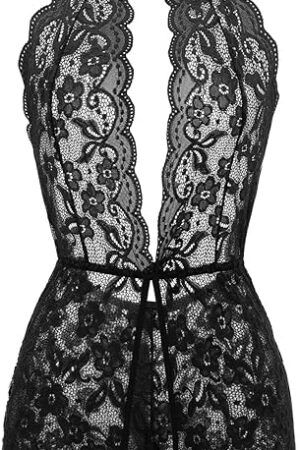 Women's Crotch Underwear Sexy Lace Bodice Short Pajamas with Jeans - Skirt only, No Gloves and T Pants
