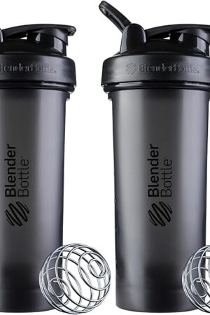 BlenderBottle Classic V2 Shaker Bottle Perfect for Protein Shakes and Pre Workout, 28-Ounce, Black, 2 Pack