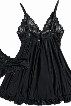 Belts Sexy Night Gowns For Women with Thong Lace Lingerie For Women Valentines Lingerie V Neck Night Gown for