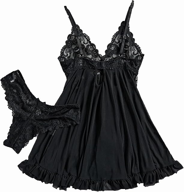 Belts Sexy Night Gowns For Women with Thong Lace Lingerie For Women Valentines Lingerie V Neck Night Gown for