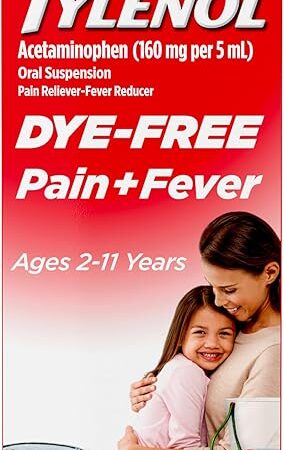 Children's Tylenol Liquid Pain Relief & Fever Medicine, Oral Suspension, Dye-Free, Acetaminophen, No Aspirin, No Ibuprofen, No High Fructose Corn Syrup; Cherry Flavor, 8 fl oz; Pack of 1