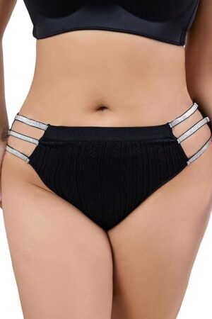 Women's Plus Size Glitter Thong Hollow Out Cheeky Underwear Seamless No Show Mid Rise Sexy Panties