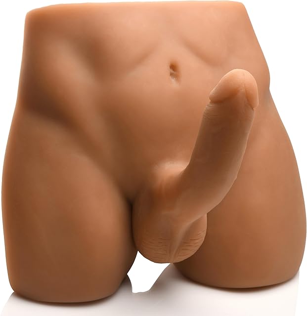 Jock Male Ass Masturbator with Posable Dildo for Men Women & Couples. Soft & Stretchy Real Feel Premium Textured Inner Tunnel Latex & Phthalate-Free. 1 Piece - Medium
