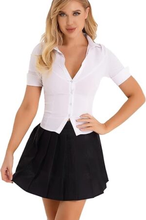 Womens Secretary Role Play Sexy Lingerie Office Teacher Uniform Button Tank Top Pencil Skirt