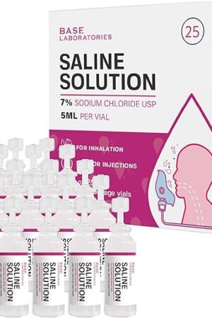 BASE LABORATORIES 7% Saline Solution for Nebulizer Machine | Saline Solution for Inhalation & Nasal Irrigation | High 7% Concentration l 25 Vials 5ml Unit Dose