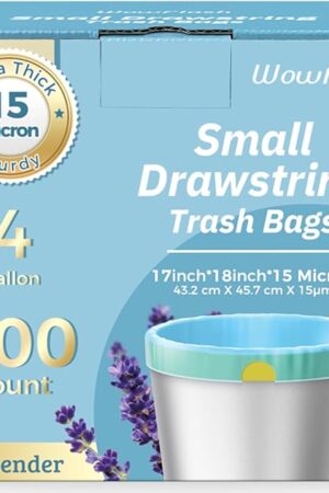 300 Count 15 Micron Extra Thick 4 Gallon Drawstring Small Trash Bags, Sturdy & Tear-Resistant Small Garbage Bags for Bathroom, Office, Bedroom & Kitchen