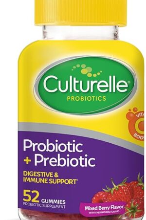 Culturelle Daily Probiotic Gummies for Women & Men, Berry Flavor, 52 Count, Naturally-Sourced Daily Probiotic + Prebiotic for Digestive Health, Non-GMO & Vegan
