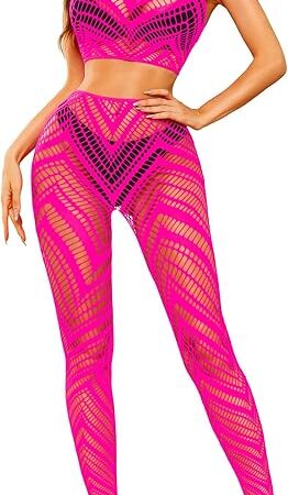 Womens Sexy Lingerie Sets Bodystocking - Fishnet Bodysuit Sexy Camisole top & Stocking 2 Piece Cutout Fishnet Legging