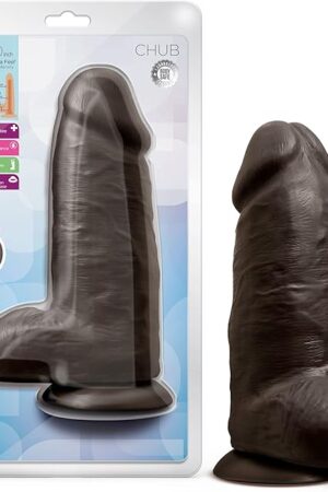 Blush Novelties Au Naturel Chub - Realistic 10 Inch Sensa Feel Dual Density Dildo - 3Thick FlexiShaft - Strap On Compatible Suction Cup for Hands Free Play - Anal, Vaginal Sex Toy for Men Women
