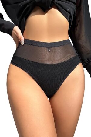 Women High Waist Mesh Panties Sexy Underwear Seamless Cheeky Briefs