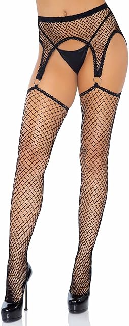 womens Fishnet Stockings With Attached Garter Belt