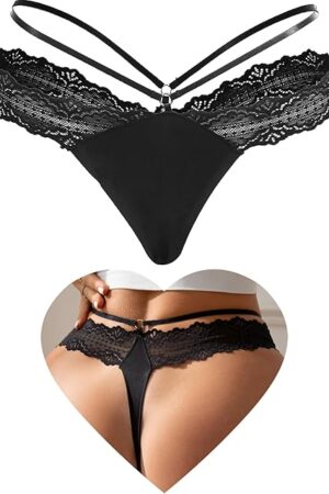 Women Sexy Lace G-String Thong Bikini Panties Cheeky Underwear for Women Cotton Crotch Undies Ladies Underwear Panties