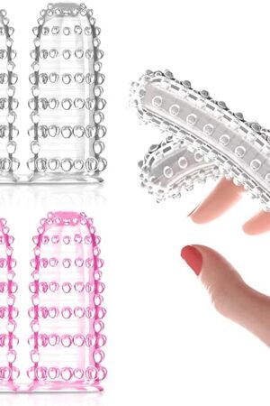 Adult Finger Vibrator Accessories,Silicone Finger Sleeve Vagina Clitoral Nipple G-Spot Stimulator for Women, Men & Couples with Sensational Pellet Design