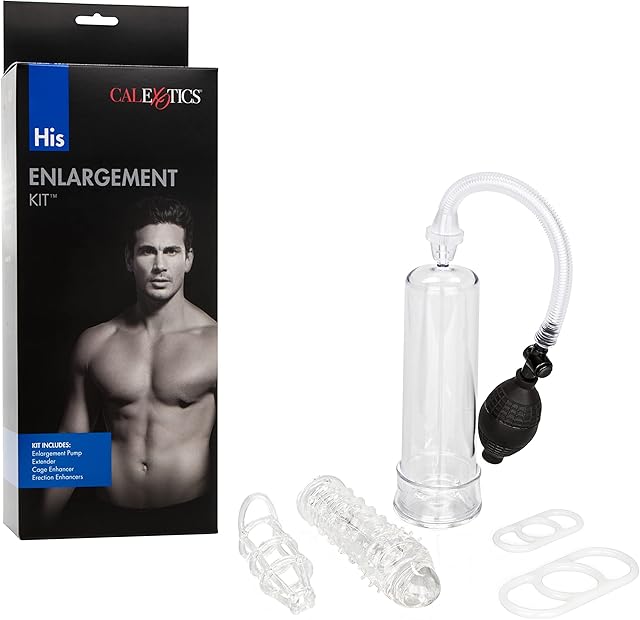 CalExotics His Enlargement Kit Male Enhancement Penis Pump with Silicone Ring Sex Toys for Men Clear