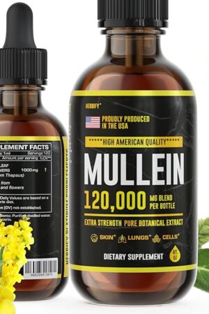HERBIFY Mullein Drops - Lung Cleanse - Leaf Extract - Powerful Mullein for Immune Support,Detox & Respiratory Support - Made in USA - Lung Cleanse for Smokers - 4 Oz