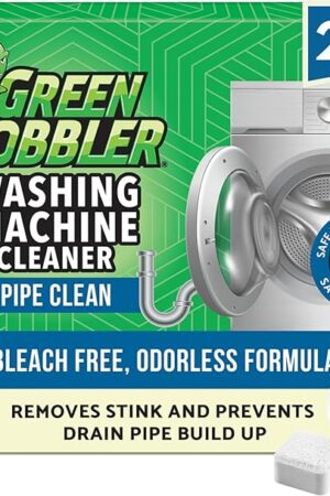 Green Gobbler Washing Machine Cleaner Tablets with Pipe Clean Technology Deodorizer | Front & Top Load Washer | 28 Count