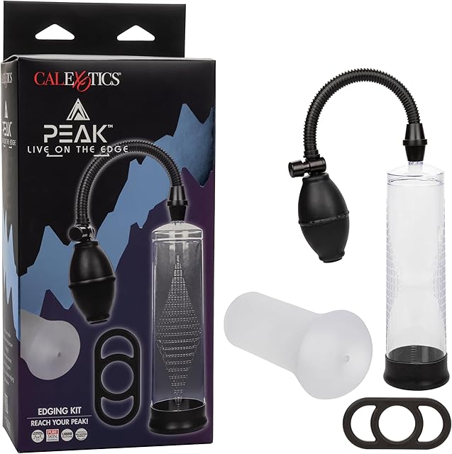 CalExotics Peak Edging Kit Male Penis Pump for Men Vacuum with Enhcnacer Ring and Stroker Included - SE-5500-00-3