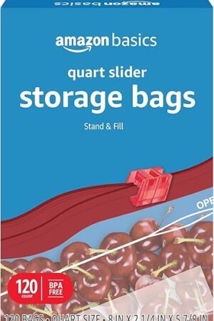 Amazon Basics Slider Quart Food Storage Bags, BPA Free, 120 Count (Previously Solimo)