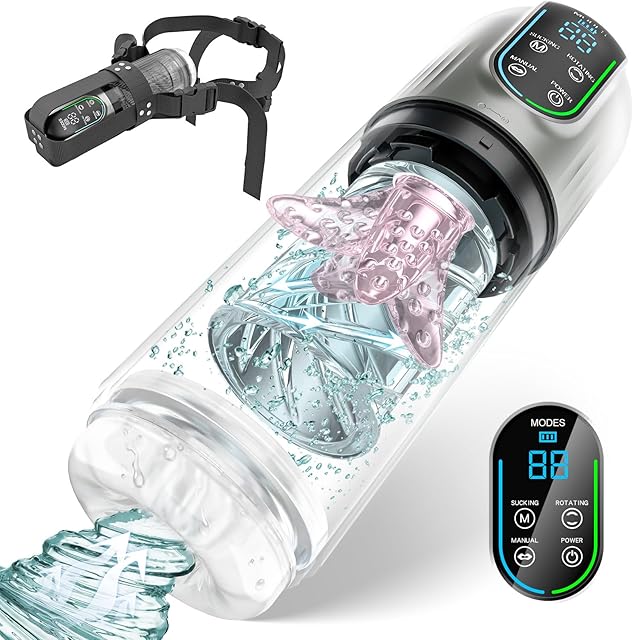 Automatic Male Masturbator Sex Toys for Men - Penis Pump Adult Sex Toys with 7 Sucking & Rotating & Licking Modes, LED Display Pocket Pussy Male Stroker, Blowjob Sex Machine Mens Sex Toy Men