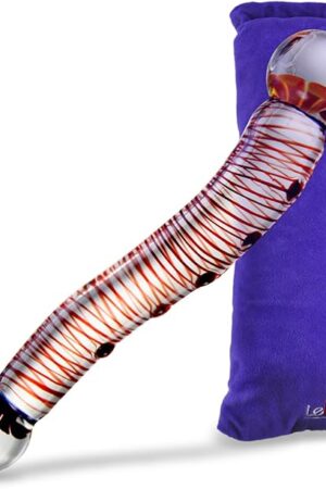 LeLuv Glass Dildo Double Blossom S-Curved G-Spot Wand with Premium Padded Pouch