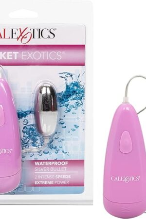 CalExotics Pocket Exotics Wired Remote Controlled Bullet Vibrator - Waterproof Sex Toys for Couples - Adult Vibe Egg Massager - Pink