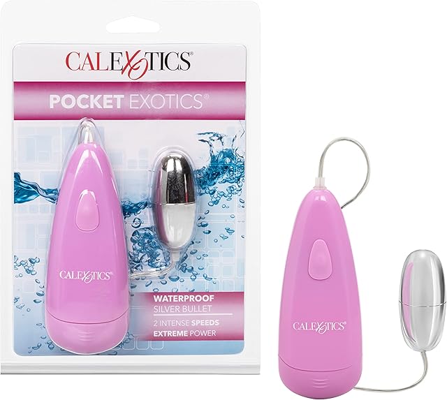 CalExotics Pocket Exotics Wired Remote Controlled Bullet Vibrator - Waterproof Sex Toys for Couples - Adult Vibe Egg Massager - Pink