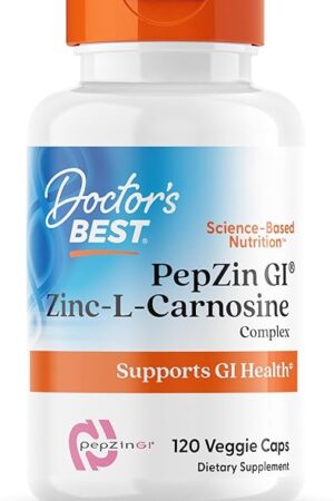 Doctor's Best PepZin GI, Zinc-L-Carnosine Complex, Non-GMO, Vegan, Gluten Free, Soy Free, Digestive Support, 120 Veggie Caps