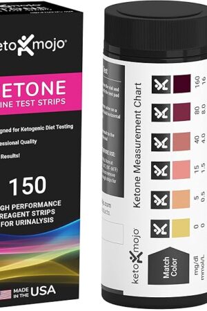 150 Ketone Test Strips with Free Keto Guide eBook & Free APP Urine Test for Ketosis on Ketogenic & Low-Carb Diets Extra-Long Strips