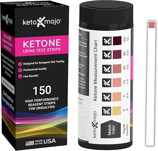 150 Ketone Test Strips with Free Keto Guide eBook & Free APP Urine Test for Ketosis on Ketogenic & Low-Carb Diets Extra-Long Strips