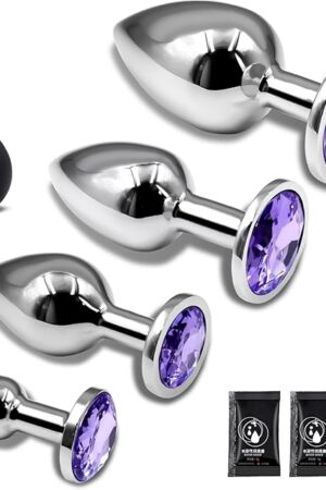 Jewel Anal Butt Plug 5 Piece Set SM Crystal Diamond Base Beginners Advanced Users Prostate Massage Anal Toys for Adult Sex Toy Unisex