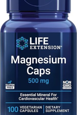 Life Extension Magnesium Caps, 500 mg, Magnesium Oxide, Citrate, and Succinate, Heart Health, Healthy Bones, Metabolism Support, 100 Vegetarian Capsules