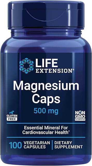 Life Extension Magnesium Caps, 500 mg, Magnesium Oxide, Citrate, and Succinate, Heart Health, Healthy Bones, Metabolism Support, 100 Vegetarian Capsules