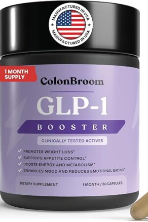 ColonBroom GLP-1 Weight Management Supplement for Women & Men - GLP1 Supports Gut Health, Metabolic Wellness & Appetite Regulation - Vegan, Gluten-Free, Non-GMO Fiber Capsules - 60 Count