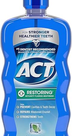 ACT Restoring Fluoride Mouthwash 18 fl oz Strengthens Tooth Enamel, Cool Mint