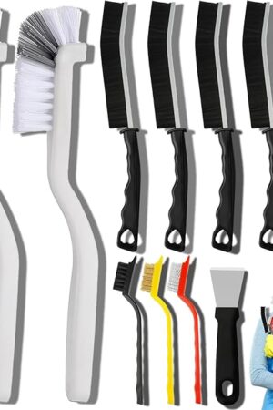 11Pcs Crevice Cleaning Brush Set, Hard Bristle Cleaning Supplies for Kitchen, Bathroom, Corner, Grout, Sink, Cup, Teapot, Bottle, Blender