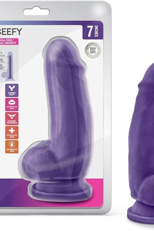 Blush Novelties Au Naturel Bold Beefy 7-Inch Realistic Dildo - Thick Soft Sensa Feel Dual Density FlexiShaft Penis - Strong Suction Cup for Hands-Free - Sex Toy for G-Spot, Vagina, & Anal Stimulation