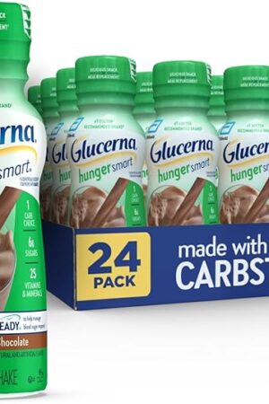 Glucerna Hunger Smart Diabetes Care Shake, Classic Chocolate, Diabetic Meal Replacement to Support Blood Sugar Management, 15g Protein, 180 Calories, Ready to Drink, 10-fl-oz Bottle, 24 Pack