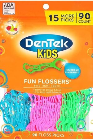 DenTek Kids Fun Flossers, Floss Picks, Removes Food & Plaque, 90 Count