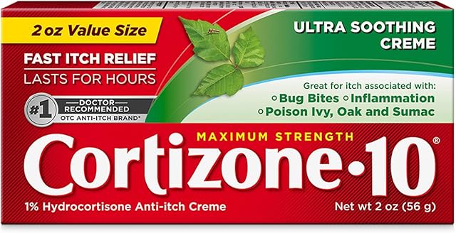 Cortizone-10 Maximum Strength Ultra Soothing Itch Relief Cream, 1% Hydrocortisone, Fast-Acting, Anti-Itch Cream for Bug Bites, Rash, Eczema, Psoriasis, Poison Ivy, Oak, Sumac & More, 2 oz
