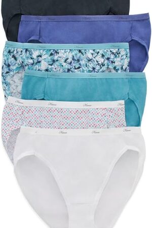 Women's Panties Pack, High-cut Cotton Briefs, Hi-cut Cotton Underwear, 6-pack (Colors May Vary)