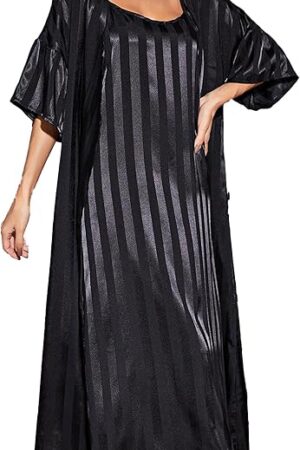 Women's Robe Set Nightgown with Robes Satin Silk Pajama Set 2 Pieces Lingerie U-Neck Sexy Sleepwear Sets