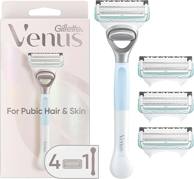Gillette Venus for Pubic Hair and Skin, Bikini Razors for Women, Women's Razor Handle + 4 Blade Refills