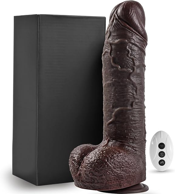24 Diameter BBC Thrusting Thick Dildo Sex Toys for Women, Realistic Huge Black Dildos with 3 Rotation Thrust Speeds & 9 Vibrations, Remote Control Heated Anal G Spot Dildo for Advanced Player